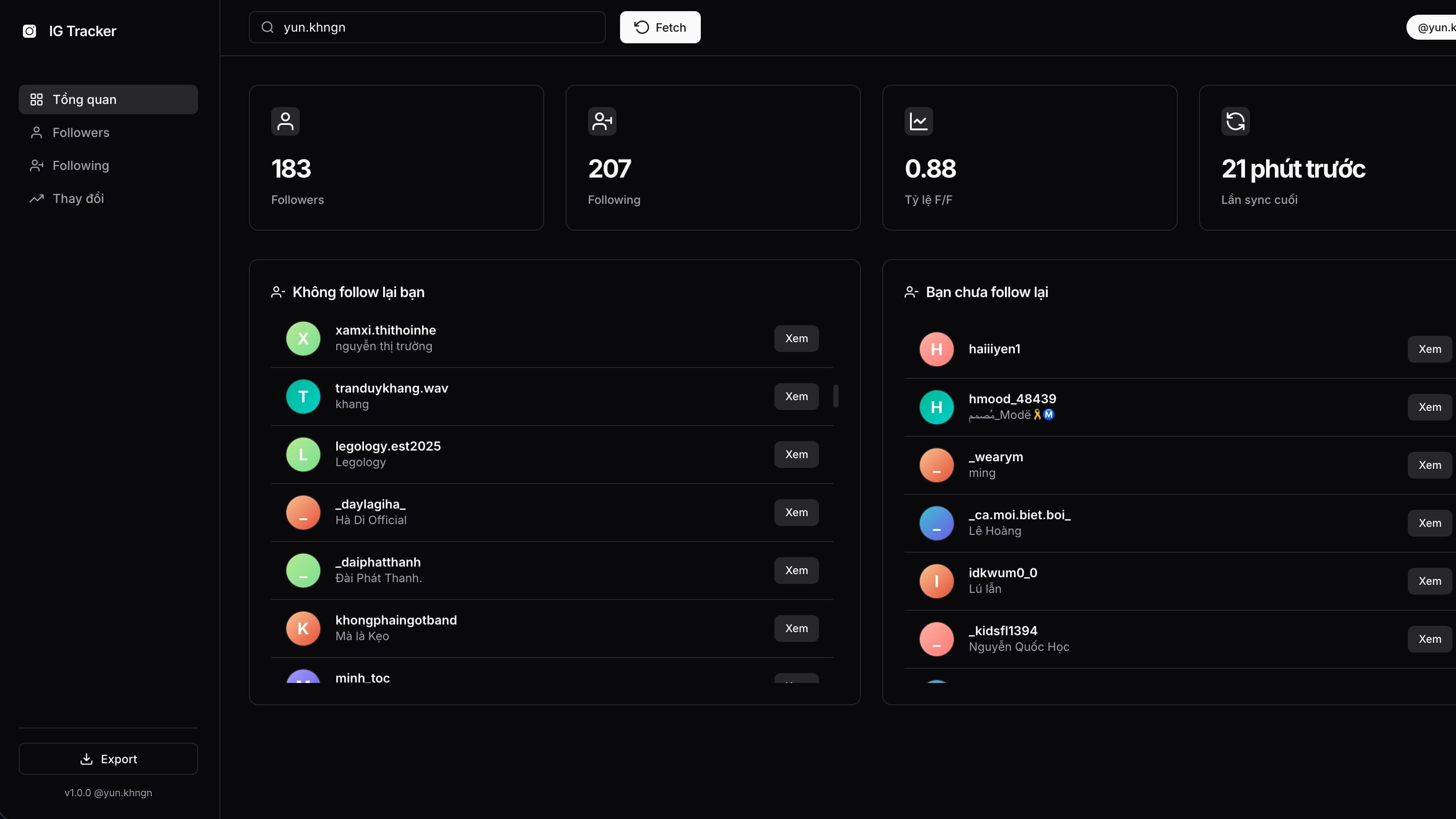 IG Tracker